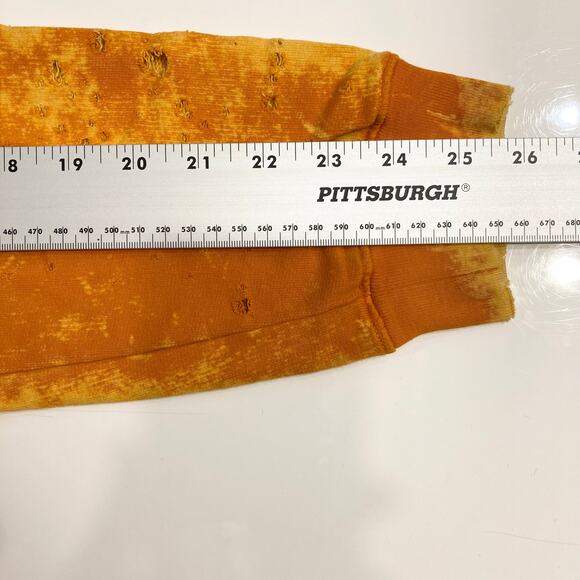 NWOT COTTON CITIZEN Hoodie L Orange Yellow Acid-Wash Tie-Dye Distress Long-Slev - Picture 13 of 13